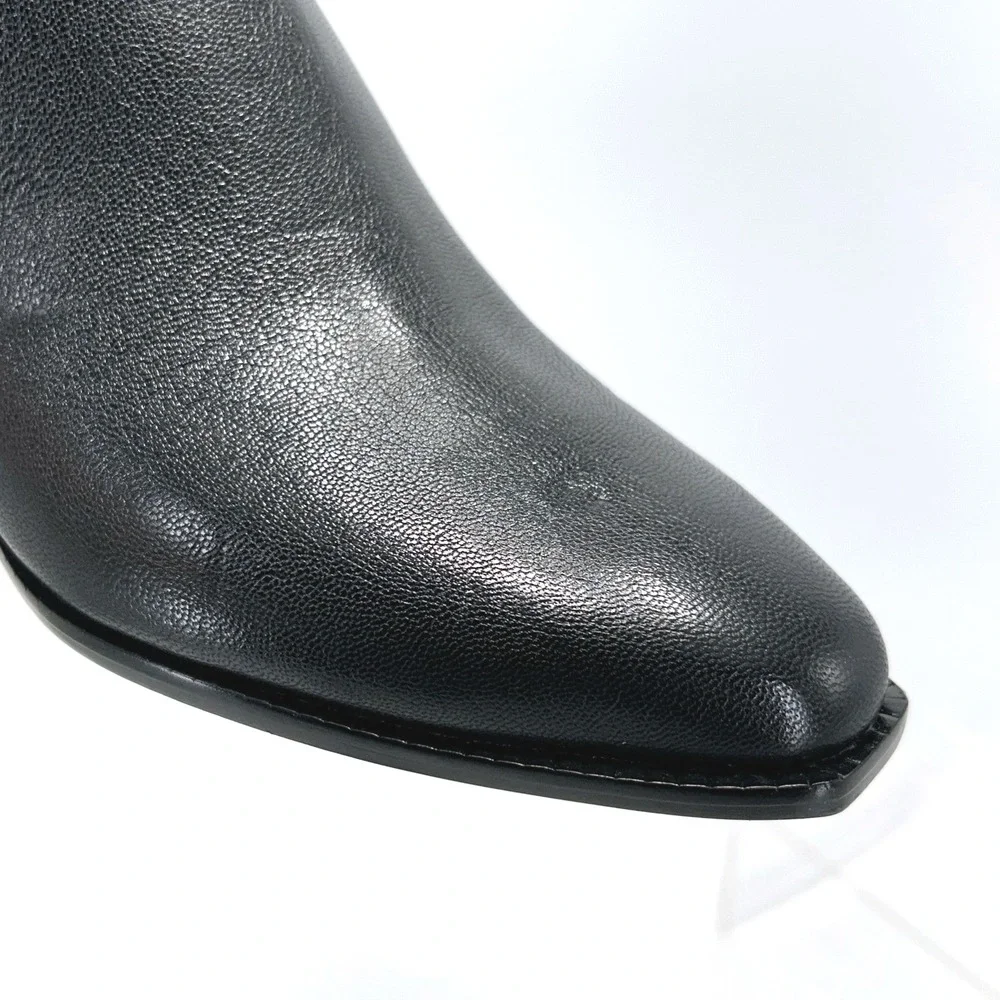 Cole Haan Size 6.5 Black Leather Block Heel Ankle Boots NEW Naia $180